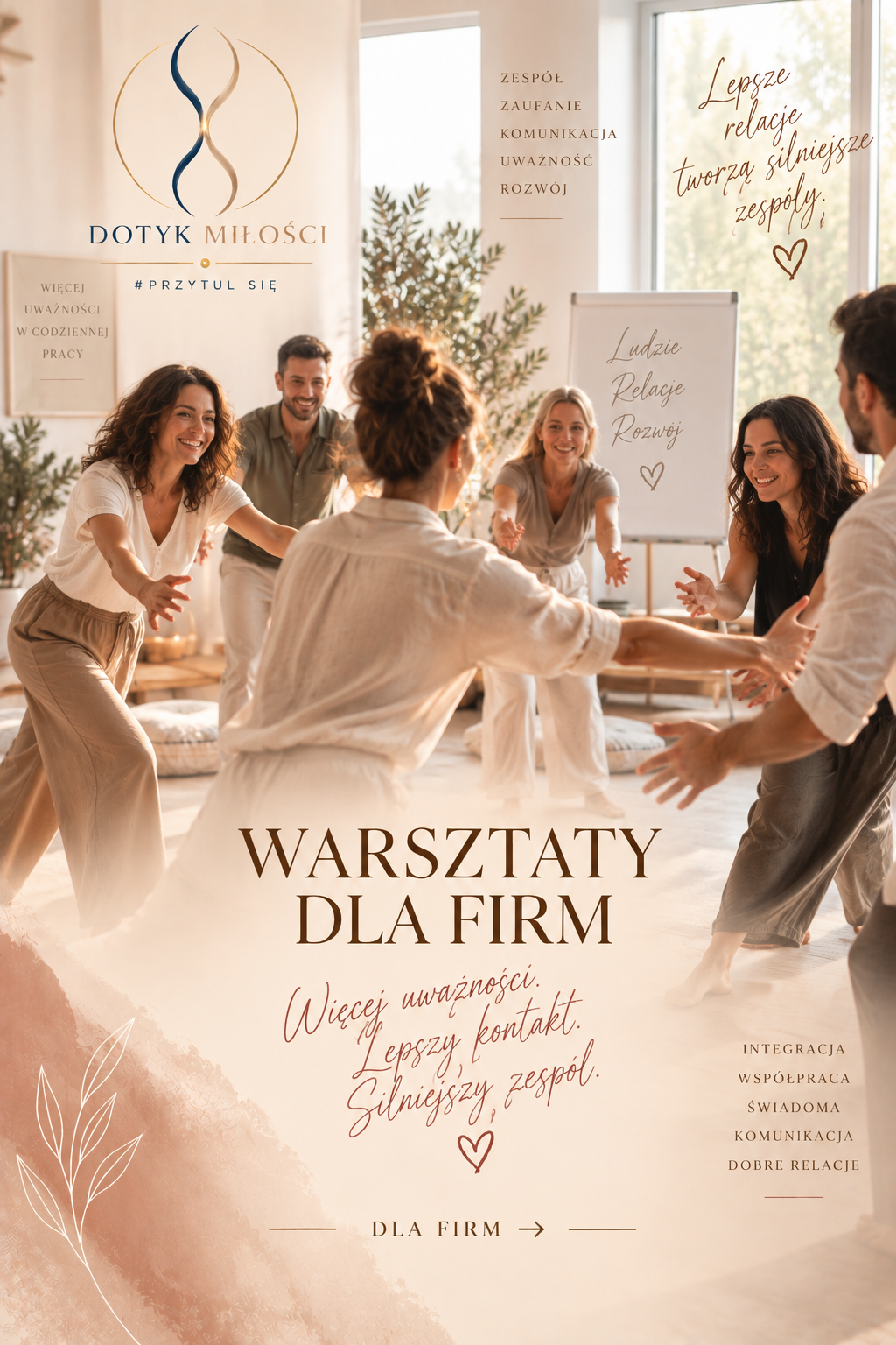 Warsztaty dla firm Dotyk Miłości – uważność, komunikacja i współpraca w zespole